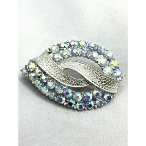 Vintage Coro AB Blue Rhinestone Brooch Pin